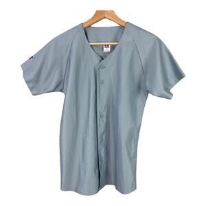Russell Athletic Baseball Jersey Gray Youth M Medium Blank Unbranded